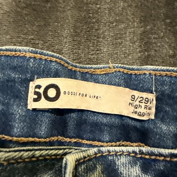 SO Jeans Size 9/29W High Rise Jegging Modern Distressed Denim - Picture 12 of 16